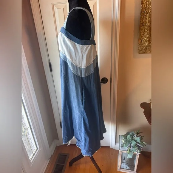 Pilcro by Anthropologie Seamed 100% Cotton Raw Hem Smocked Midi Dress-size small - Picture 10 of 14